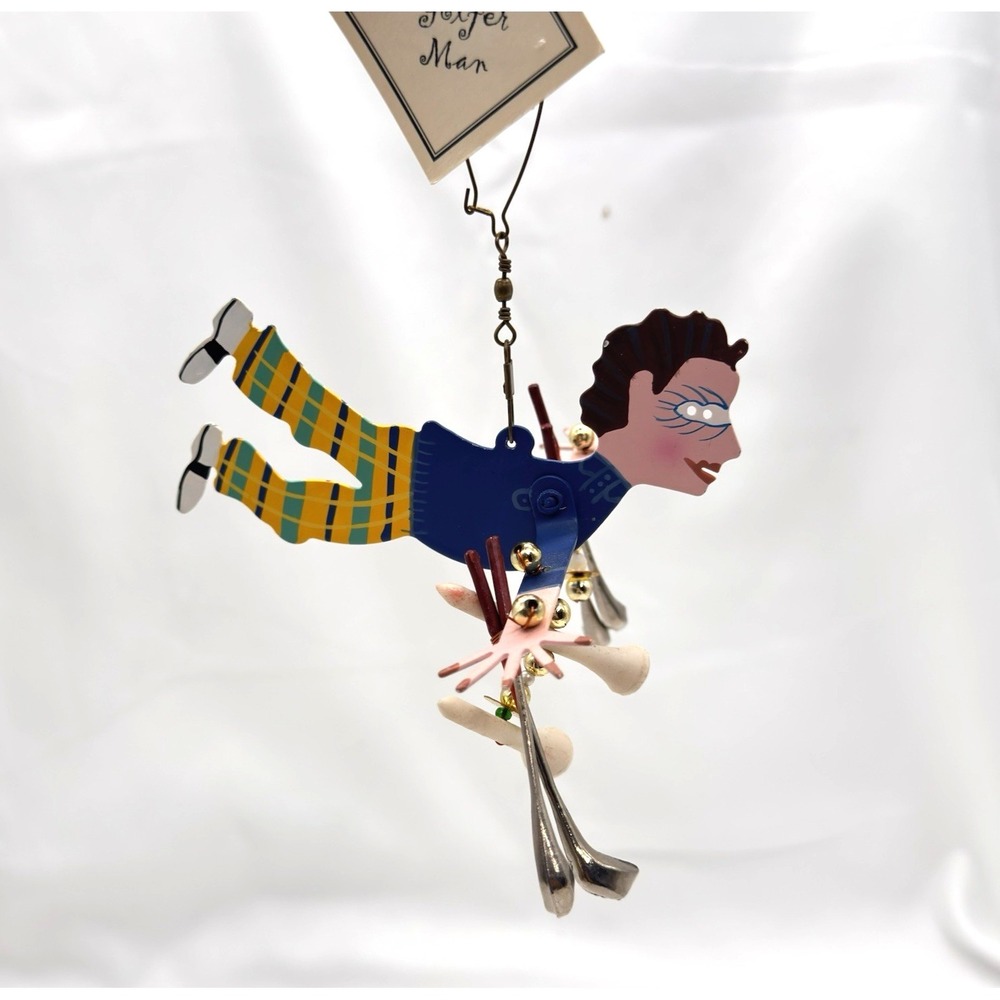 Karen Rossi Silvestri Fanciful Flights‎ 'Golfer Man' Metal Art Hanging Ornament